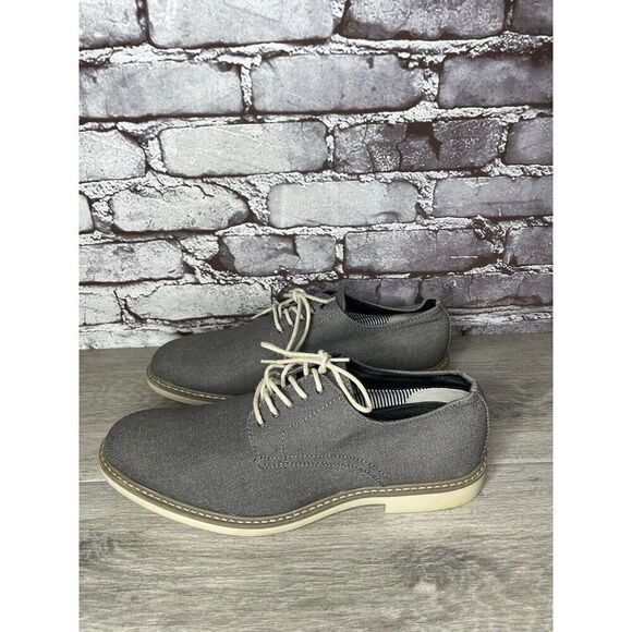 Public Opinion Gray Derby Oxfords Textured Fabric Casual Lace Up Shoes Men 9.5M - Picture 9 of 16